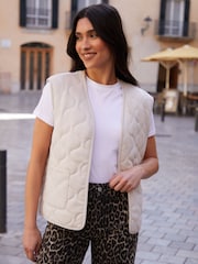 Threadbare Cream Suedette Onion Quilted Gilet - Image 1 of 4