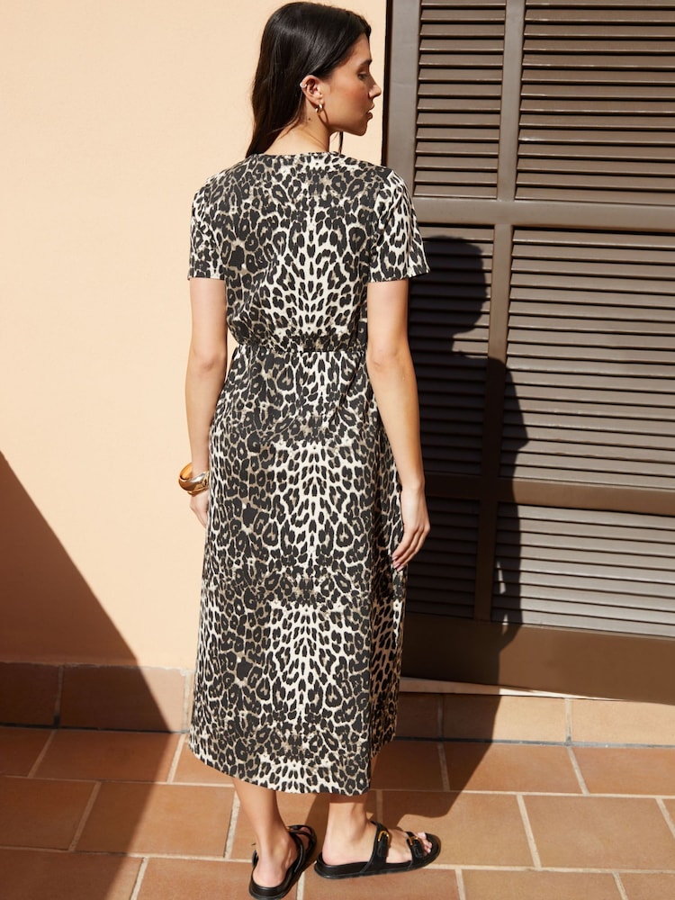 Threadbare Natural 100% Cotton Jersey Midi Smock Dresses 2 Pack with Pockets - Image 3 of 6