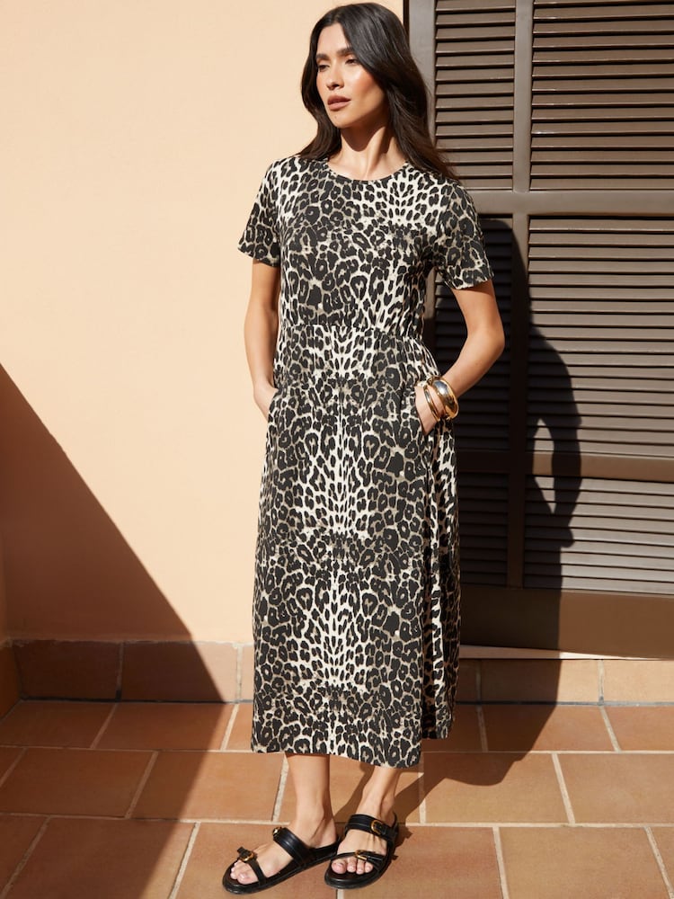 Threadbare Natural 100% Cotton Jersey Midi Smock Dresses 2 Pack with Pockets - Image 5 of 6