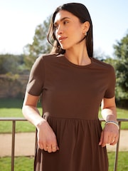 Threadbare Chocolate 100% Cotton Jersey Maxi Dress with Pockets - Image 4 of 4