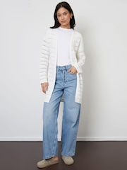 Threadbare White Longline Crochet Pointelle Knit Cardigan - Image 7 of 9