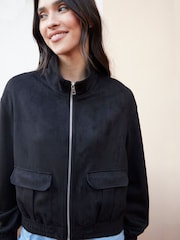 Threadbare Black Suedette Utility Jacket - Image 3 of 4