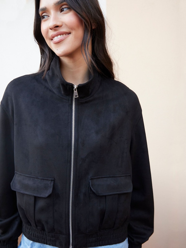 Threadbare Black Suedette Utility Jacket - Image 3 of 4