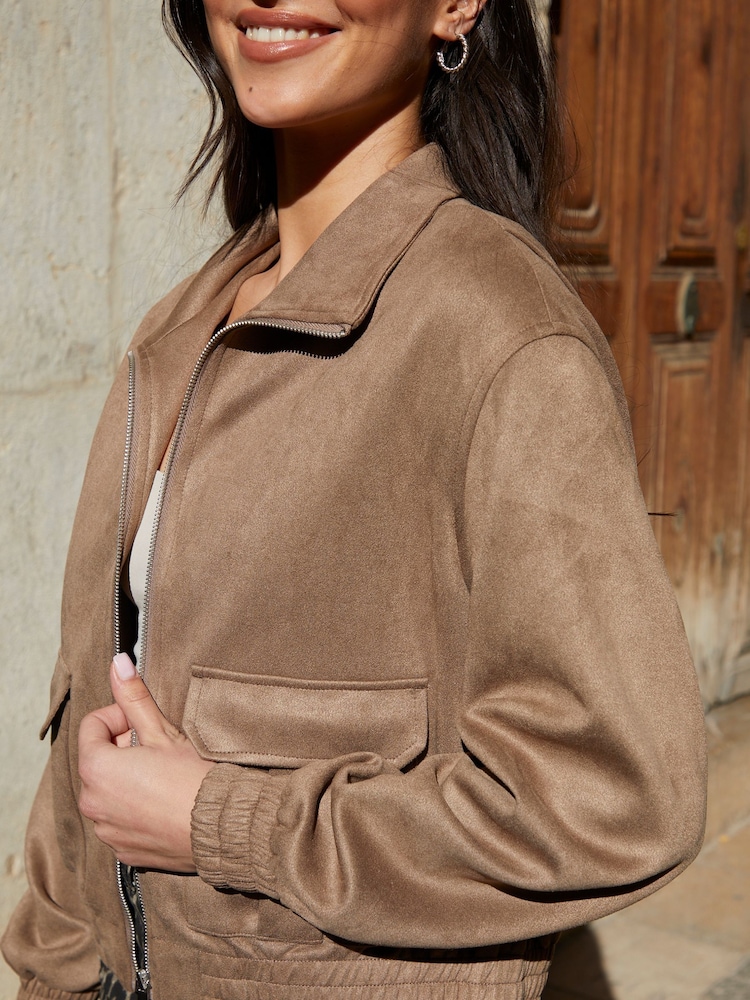 Threadbare Brown Suedette Utility Jacket - Image 3 of 4