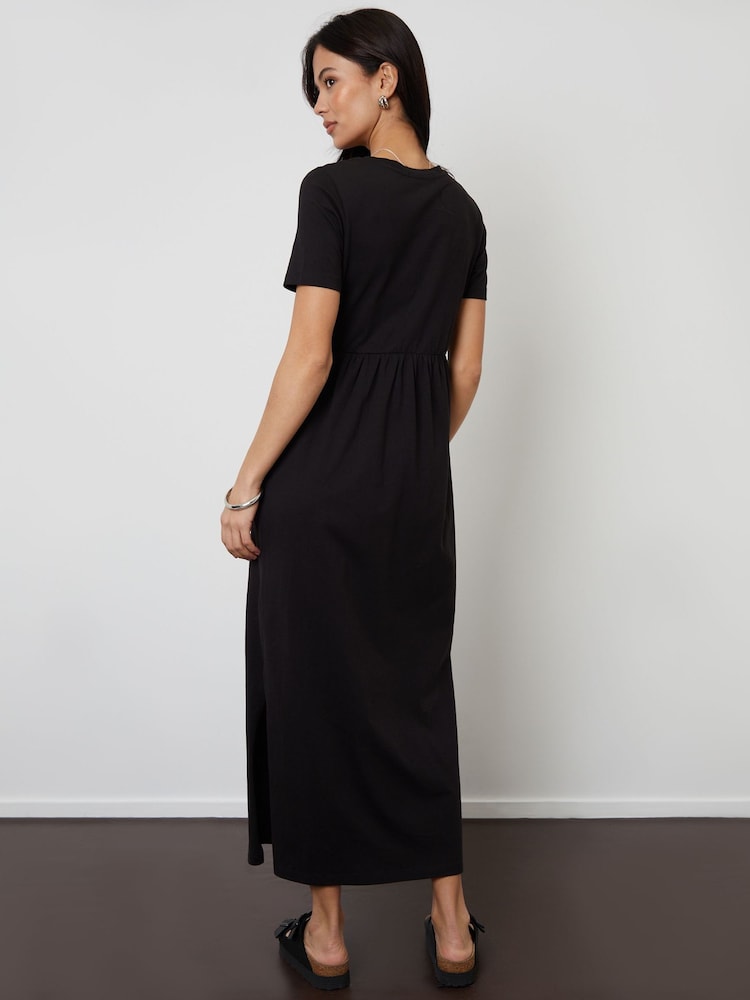 Threadbare Black 100% Cotton Jersey Maxi Dress with Pockets - Image 2 of 4
