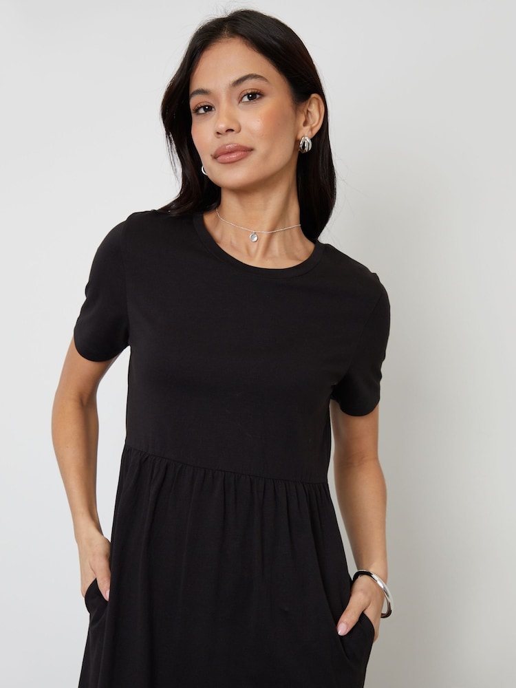 Threadbare Black 100% Cotton Jersey Maxi Dress with Pockets - Image 3 of 4