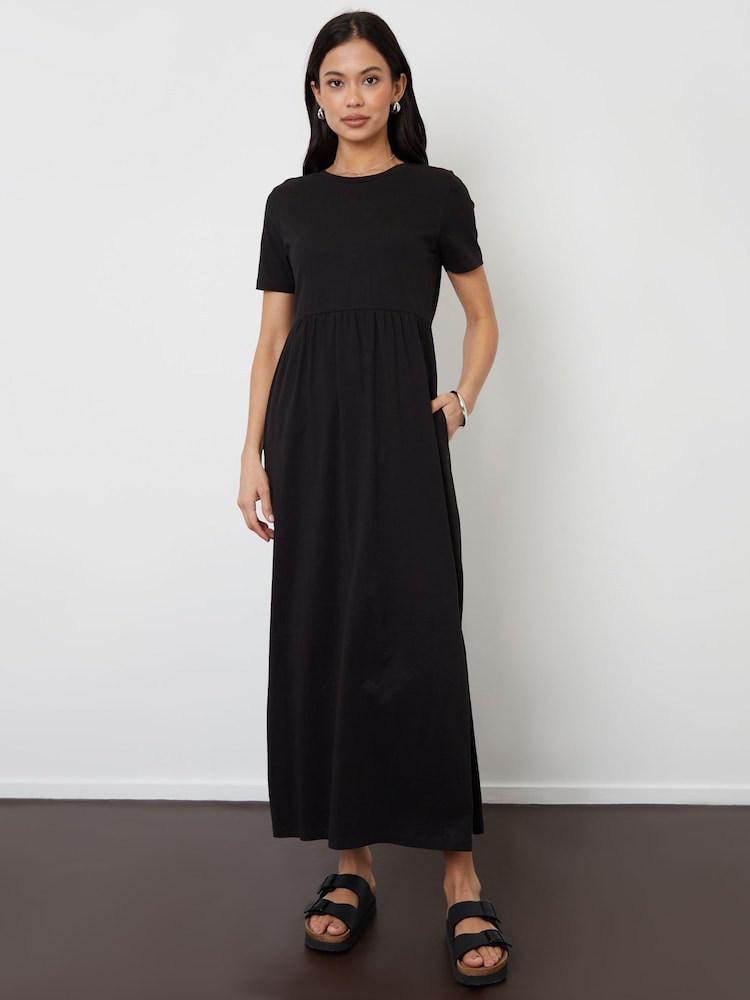 Threadbare Black 100% Cotton Jersey Maxi Dress with Pockets - Image 4 of 4