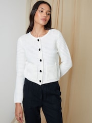 Threadbare White Threadbare Button Up Knitted Cardigan - Image 1 of 5