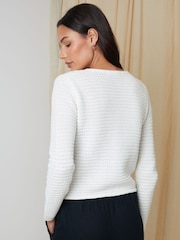 Threadbare White Threadbare Button Up Knitted Cardigan - Image 2 of 5