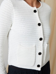 Threadbare White Threadbare Button Up Knitted Cardigan - Image 5 of 5