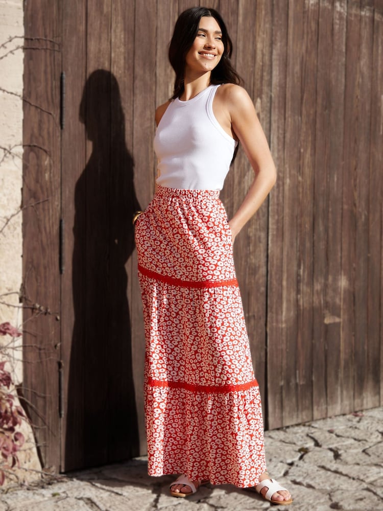 Threadbare Animal Tiered Jersey Maxi Skirt - Image 1 of 5