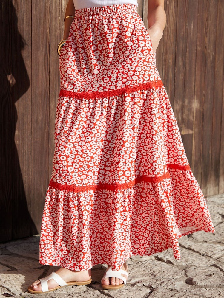 Threadbare Animal Tiered Jersey Maxi Skirt - Image 2 of 5