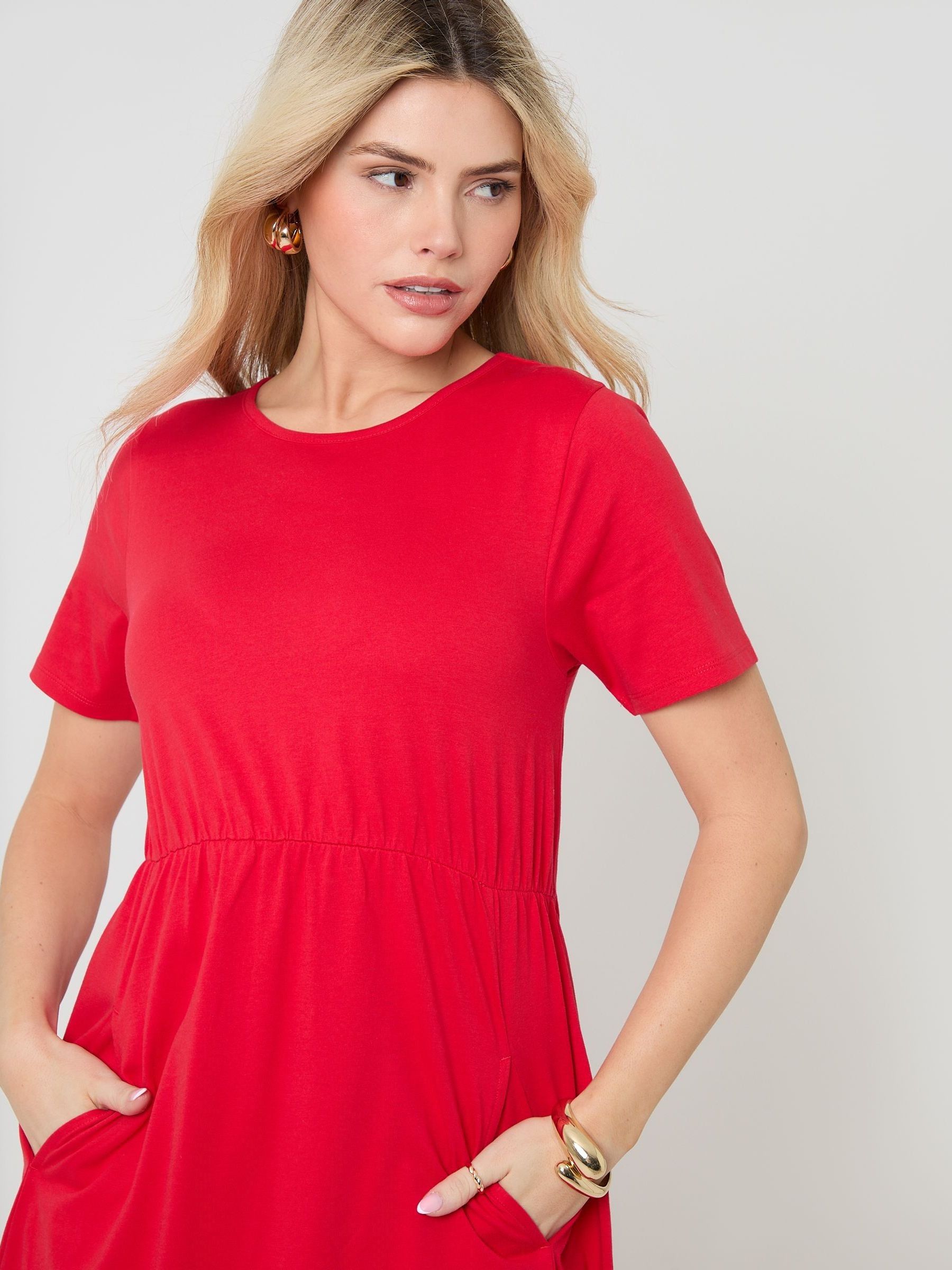 美品 ENFOLD TACK SLEEVE SHIRTS DRESS 38 赤 F74300s5.jpg
