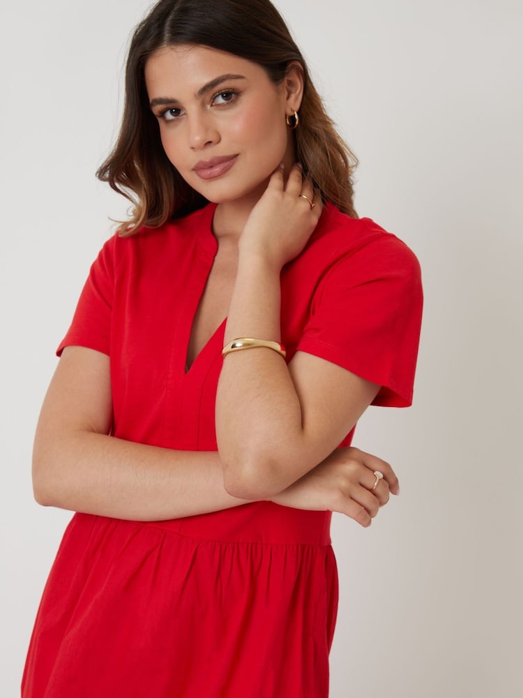 Rojo - Threadbare 100% Cotton Tiered Jersey Poplin Mix Maxi Dress - Imagen 4 de 4 Rojo - Threadbare 100% Cotton Tiered Jersey Poplin Mix Maxi Dress - Imagen 4 de 4