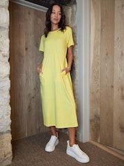 Threadbare Blue 100% Cotton Jersey Midi Smock Dresses 2 Pack with Pockets - Image 2 of 6