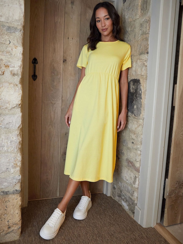 Threadbare Blue 100% Cotton Jersey Midi Smock Dresses 2 Pack with Pockets - Image 4 of 6