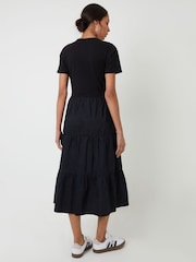 Threadbare Black 100% Cotton Tiered Jersey Poplin Mix Maxi Dress - Image 2 of 5