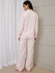 Threadbare Pink 100% Cotton Striped Long Button Through Pyjamas Set - Image 2 of 5