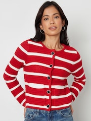 Threadbare Red Threadbare Button Up Knitted Cardigan - Image 1 of 4
