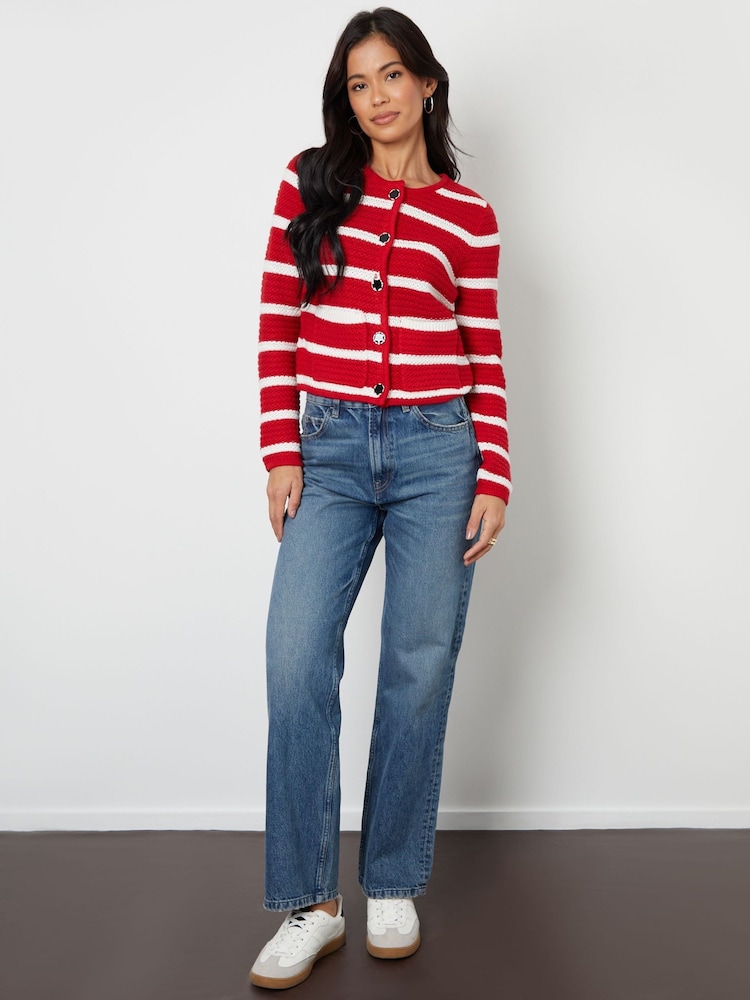 Threadbare Red Threadbare Button Up Knitted Cardigan - Image 3 of 4