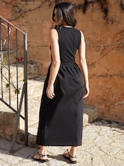 Threadbare Black Sleeveless Utility Jersey Poplin Mix Maxi Dress - Image 5 of 5