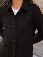 Threadbare Black Yoke Detail Suedette Shacket - Image 5 of 5
