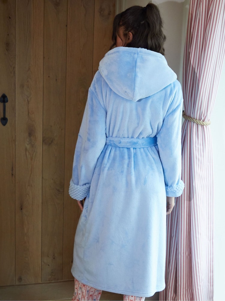 Azul - Bata larga con ribete de piel sintética de Threadbare - Imagen 2 de 4