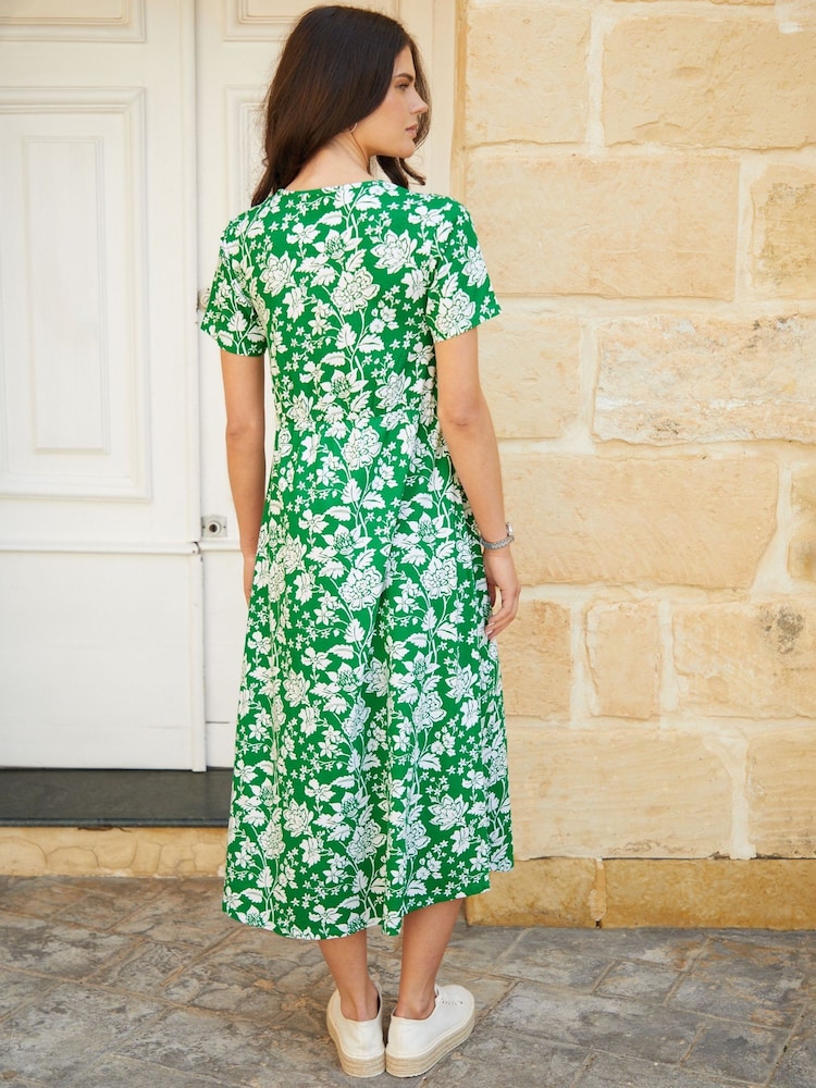 Verde oscuro - Threadbare 100% Cotton Smock Style Midi Dress - Imagen 2 de 4 Verde oscuro - Threadbare 100% Cotton Smock Style Midi Dress - Imagen 2 de 4