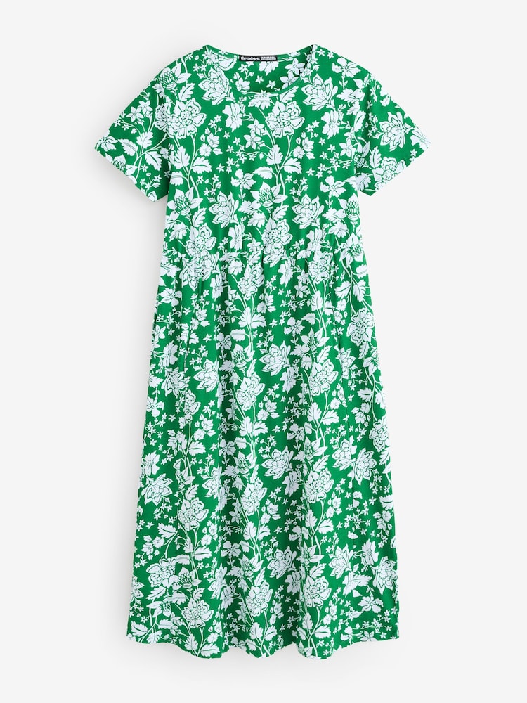 Threadbare dark green 100% Cotton Smock Style Midi Dress - Image 5 of 5 Threadbare dark green 100% Cotton Smock Style Midi Dress - Image 5 of 5