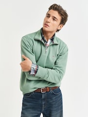 GANT Light Green Regular-Fit Half Zip Sweatshirt - Image 1 of 4
