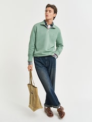 GANT Light Green Regular-Fit Half Zip Sweatshirt - Image 3 of 4