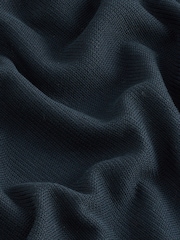 Navy Blue Textured Smart Zip Neck Polo Shirt - Image 2 of 3