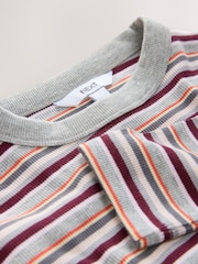 Grey Marl Multicolour Stripe Long Sleeve Crew Neck T-Shirt - Image 8 of 8