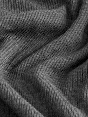 Grey Layered Semi Sheer High Neck Ribbed Long Sleeve Top - Image 6 of 7