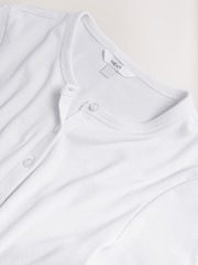 Blanco - Camiseta Henley de manga larga de canalé abotonada - Imagen 8 de 8