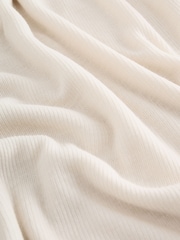 Ecru White Layered Semi Sheer High Neck Ribbed Long Sleeve Top - Image 3 of 3
