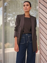 Chocolate Brown Long Sleeve N.Premium Crew Neck Supima T-Shirt - Image 3 of 4