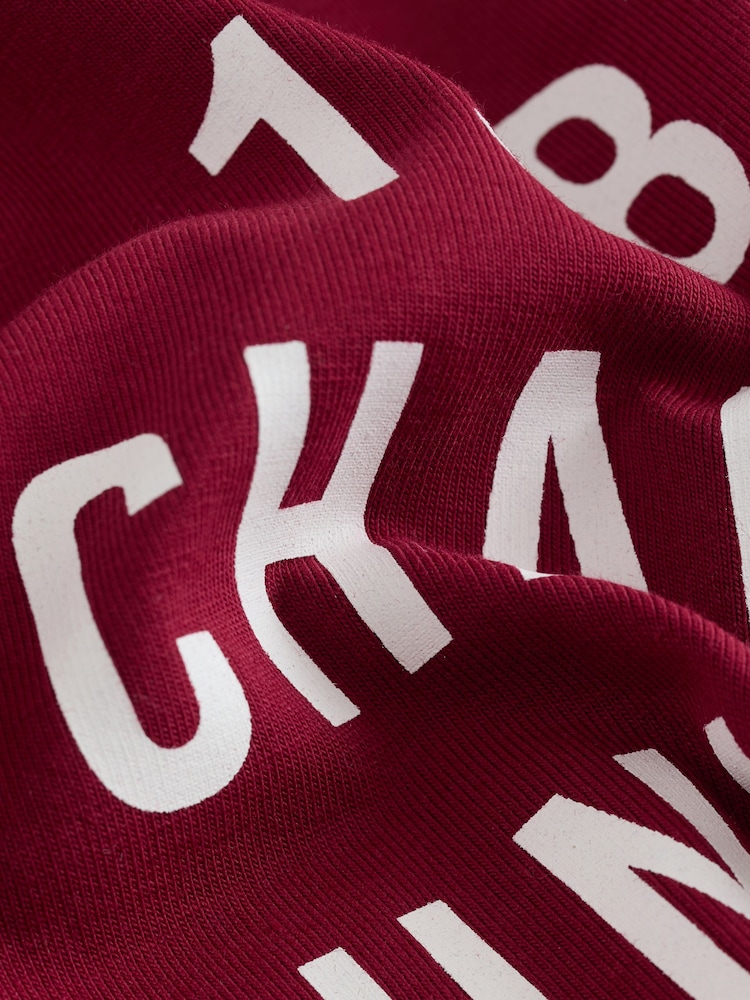 Vermelho/Branco - Long Sleeve Crew Neck Graphic Slogan T-Shirt - Imagem 2 de 3