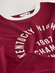 Vermelho/Branco - Long Sleeve Crew Neck Graphic Slogan T-Shirt - Imagem 3 de 3
