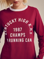 Red/White Long Sleeve Crew Neck Graphic Slogan T-Shirt - Image 5 of 8