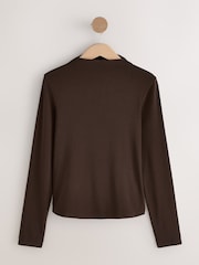 Castanho - Mock Neck Long Sleeve Top - Imagem 1 de 3