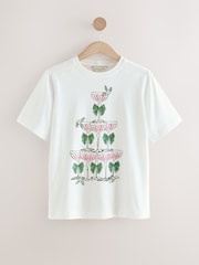 Ecru Festive Champagne Tower Illustrated Heavyweight T-Shirt - Image 1 of 3