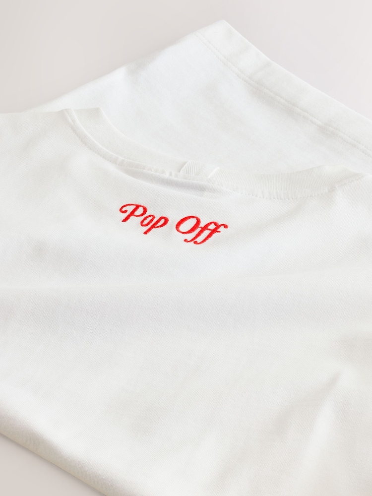Ecru Festive Champagne Tower Illustrated Heavyweight T-Shirt - Image 2 of 3