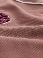 Mocha Brown - Crew Neck Embroidered Long Sleeve Top - Imagem 2 de 3