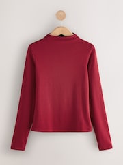 Cherry Red Mock Neck Long Sleeve Top - Image 6 of 8