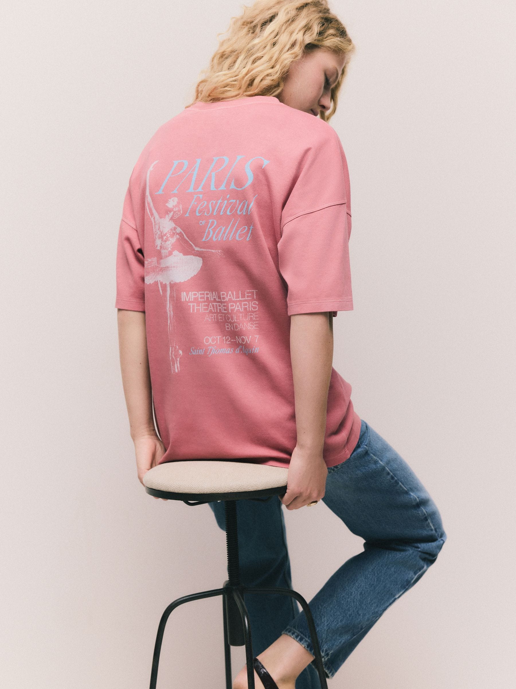 Buy Pink Ballerina Graphic Printed Crew Neck T-Shirt from Next USA