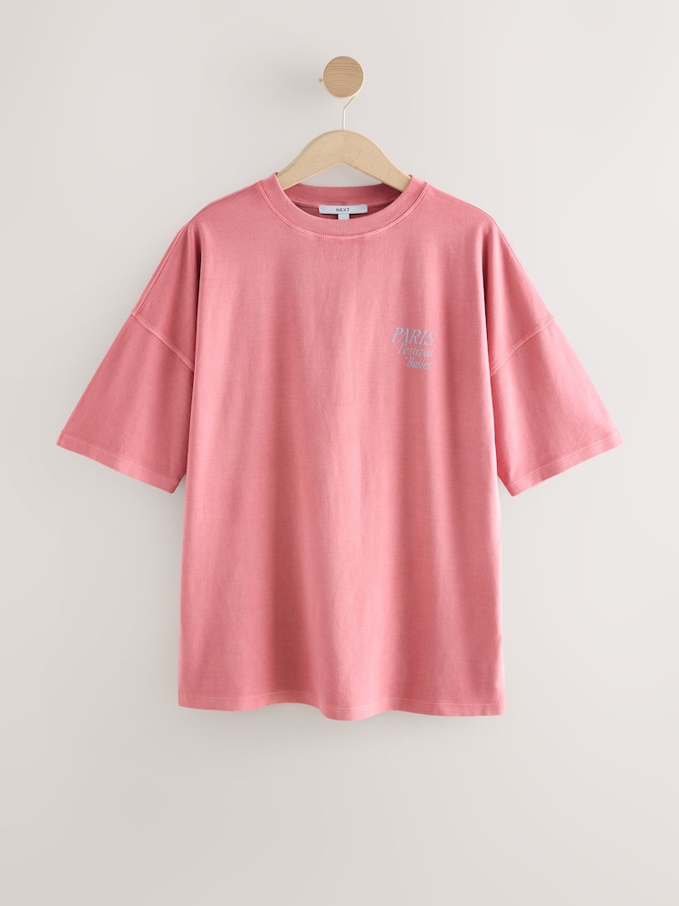 Rosa - Ballerina Graphic Printed Crew Neck T-Shirt - Imagem 1 de 4