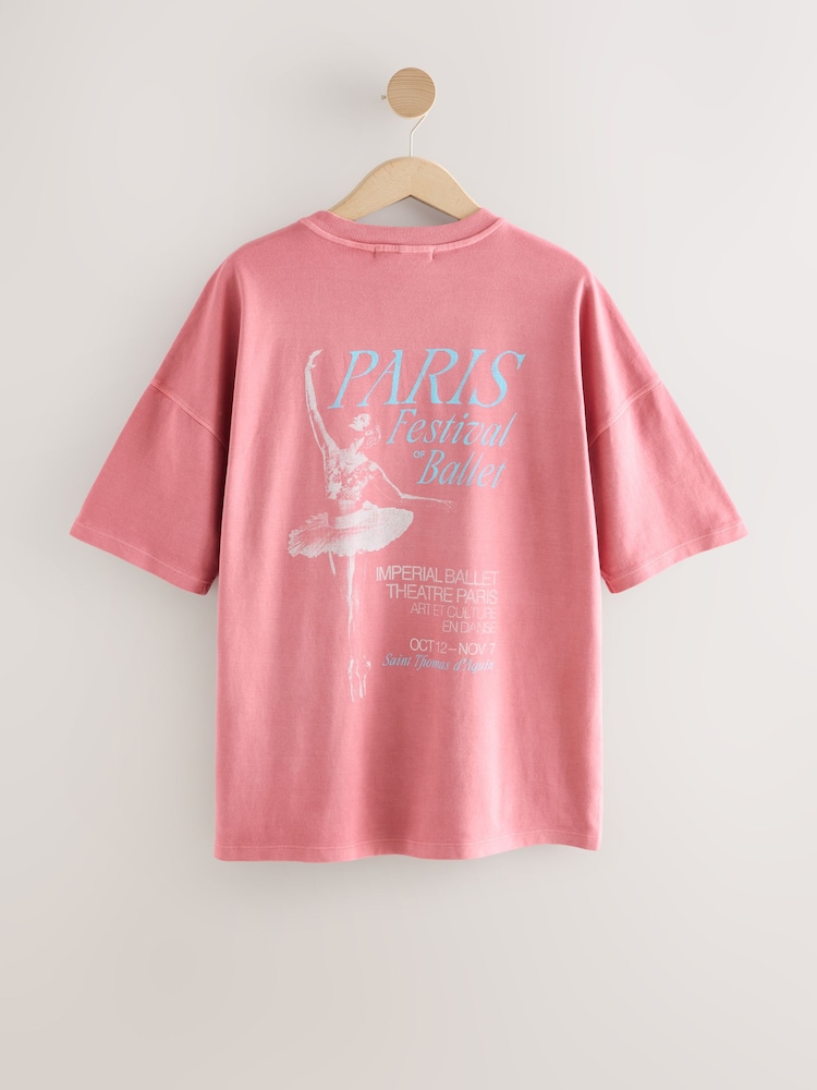 Rosa - Ballerina Graphic Printed Crew Neck T-Shirt - Imagem 2 de 4
