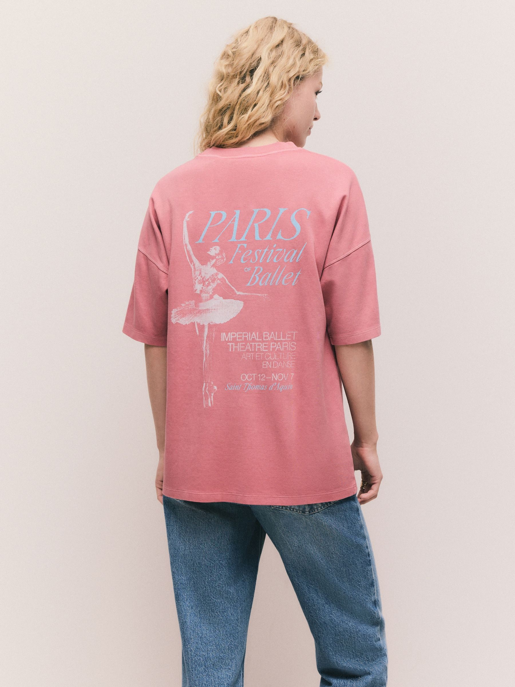 Buy Pink Ballerina Graphic Printed Crew Neck T-Shirt from Next USA