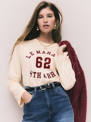 Ecru Le Marais Long Sleeve Embroidered Heavyweight T-Shirt - Image 1 of 9